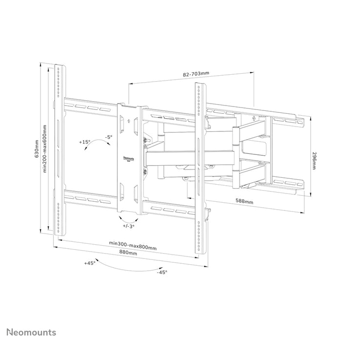 Neomounts WL40S-950BL18 full motion väggfäste för 55-110 tums skärmar - Svart