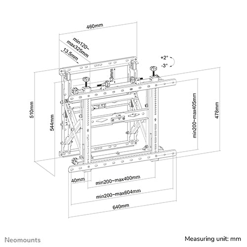 Neomounts WL95-900BL16 push to pop out videoväggsfäste för 45-75 tums skärmar - Svart