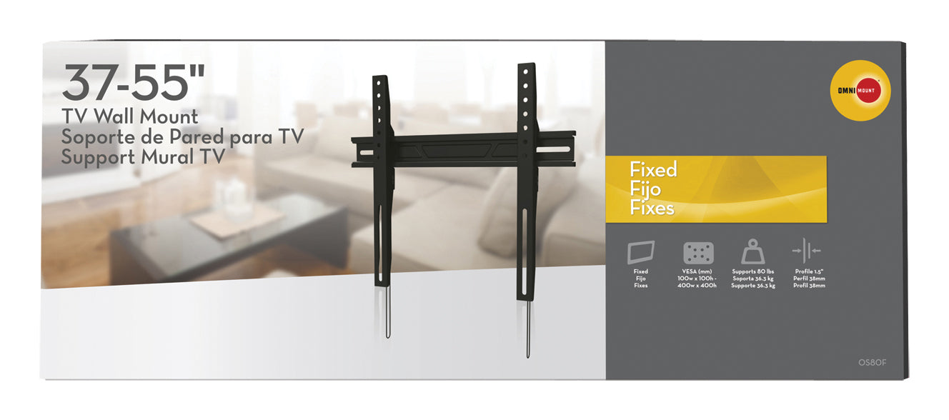 Platt fast tv-väggfäste för skärmar upp till 55"