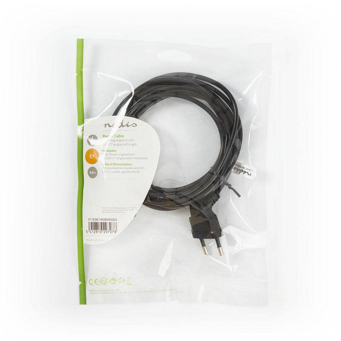 Vinkelrät strömkontakt till Euro Plug 3 meter