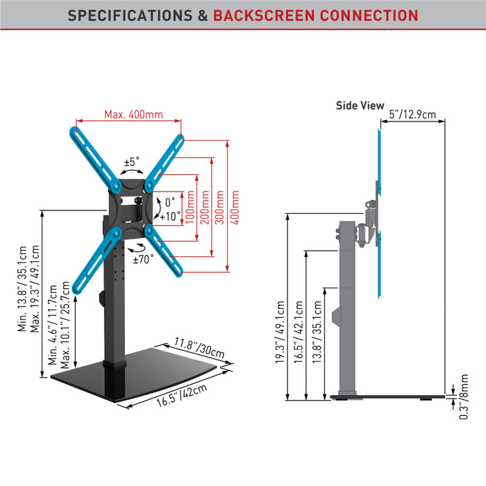 Barkan Mounts Full Motion TV-stativ upp till 57 tum | Universell | VESA 400x400