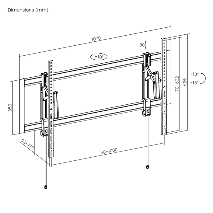 Wolff Mount TVB-117 – Schuif- draai en kantelbare TV-beugel voor schouw montage 55-105 inch en 80 kg