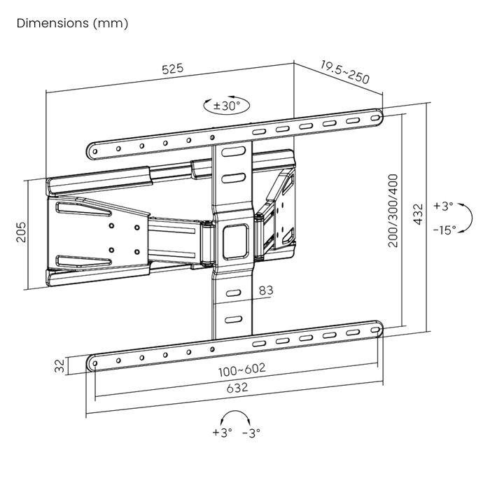 Wolff Mount TVB-122 – Ultraplatte draaibare TV-beugel