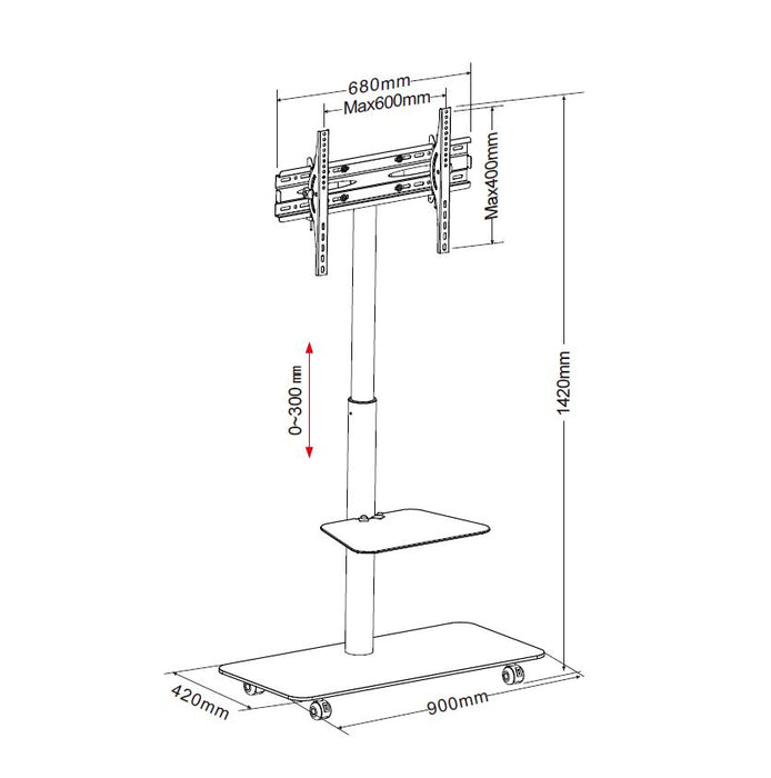 Wolff Mount TVB-59 – Verrijdbare TV-standaard 43–60 inch