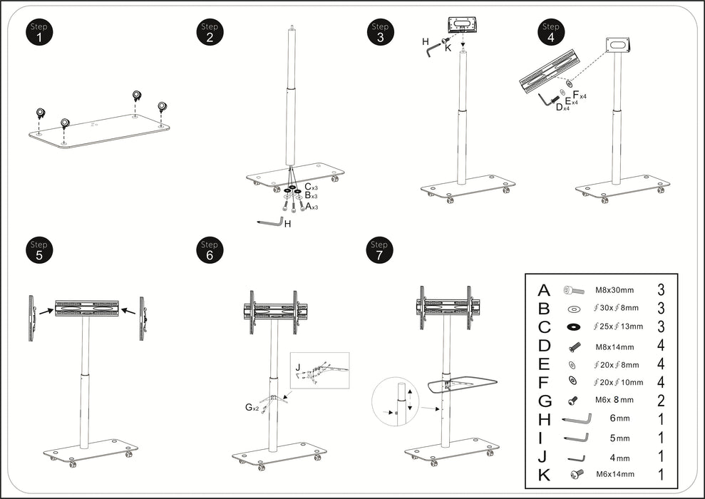 Wolff Mount TVB-59 – Verrijdbare TV-standaard 43–60 inch