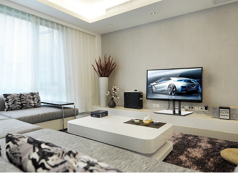 Wolff Mount låsbar TV-fot | Upp till 65 tum | Universell | VESA 600x400 | Svart tung glasskiva
