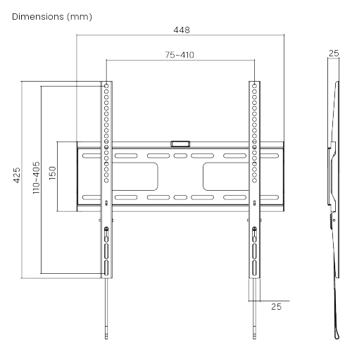Wolff Mount TVB-87 – Universele Platte TV-muurbeugel tot 55 inch – Vergrendelbaar – VESA 400x400 – Slechts 2,5 cm van de Muur