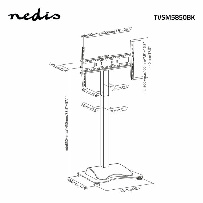 Motoriserad TV-stativ | 37 till 75 tum | 50 KG