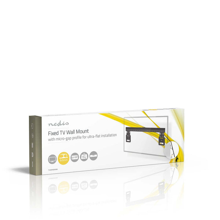 Nedis fast TV-väggfäste 43-100 tum - ultratunn Micro-Gap - Max 75 kg - svart - VESA-kompatibel