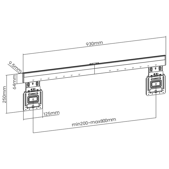 Nedis fast TV-väggfäste 43-100 tum - ultratunn Micro-Gap - Max 75 kg - svart - VESA-kompatibel