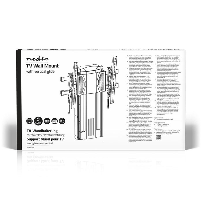 TV-väggfäste | Vertikalt | 37 - 60" | Max. 20 kg | 0° ~ -10° Tiltvinkel