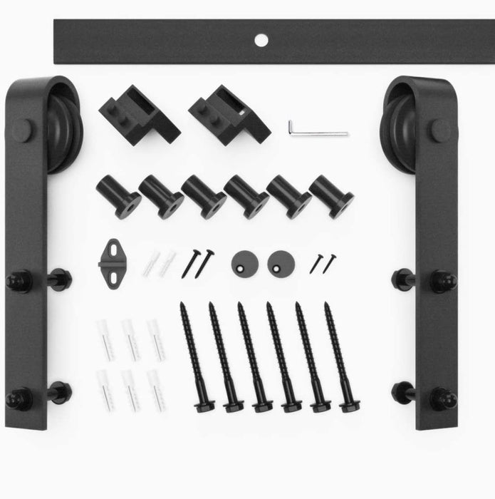 Wolff Mount wm-031 – Schuifdeursysteem voor Deuren – 2 Meter Rail – Mat Zwart – Soepel Gelagerde Rollers