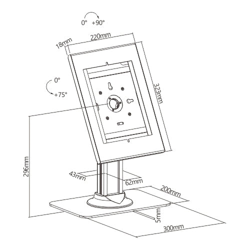 Wolff Mount TVB-138 Tablet Desk Stativ – Stöldskyddad kiosk för iPad och Samsung surfplattor