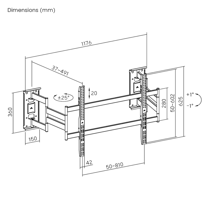 Wolff Mount TVB-143 – Ultraplatte TV-beugel voor hoekmontage