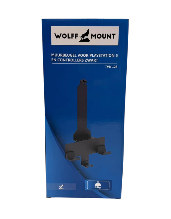Wolff Mount TVB-128 – PS5 Houder – Muurbeugel voor PlayStation 5 en Controllers – Zwart