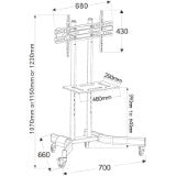 Wolff Mount TVB-44 – Universele TV vloersteun voor schermen tot 70 inch [Laag model]