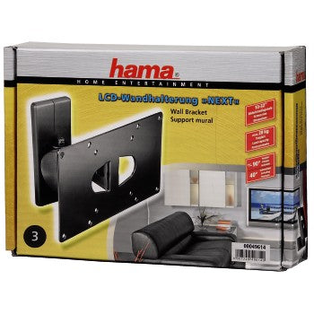 Hama väggfäste svart VESA 200x100 vrid- och tiltbar