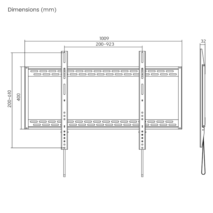 Wolff Mount TVB-89 – Extreme TV-muurbeugel 75 - 100 inch – Tot 100 kg – Merk – VESA 900x600