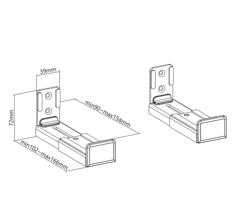 Wolff Mount TUB84 – Universele Soundbarbeugels – Muurmontage – Verstelbaar